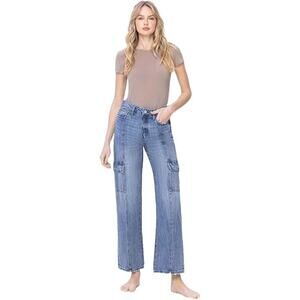 Vervet by Flying Monkey High Rise Dad Cargo Jeans - V3418 - Size 28